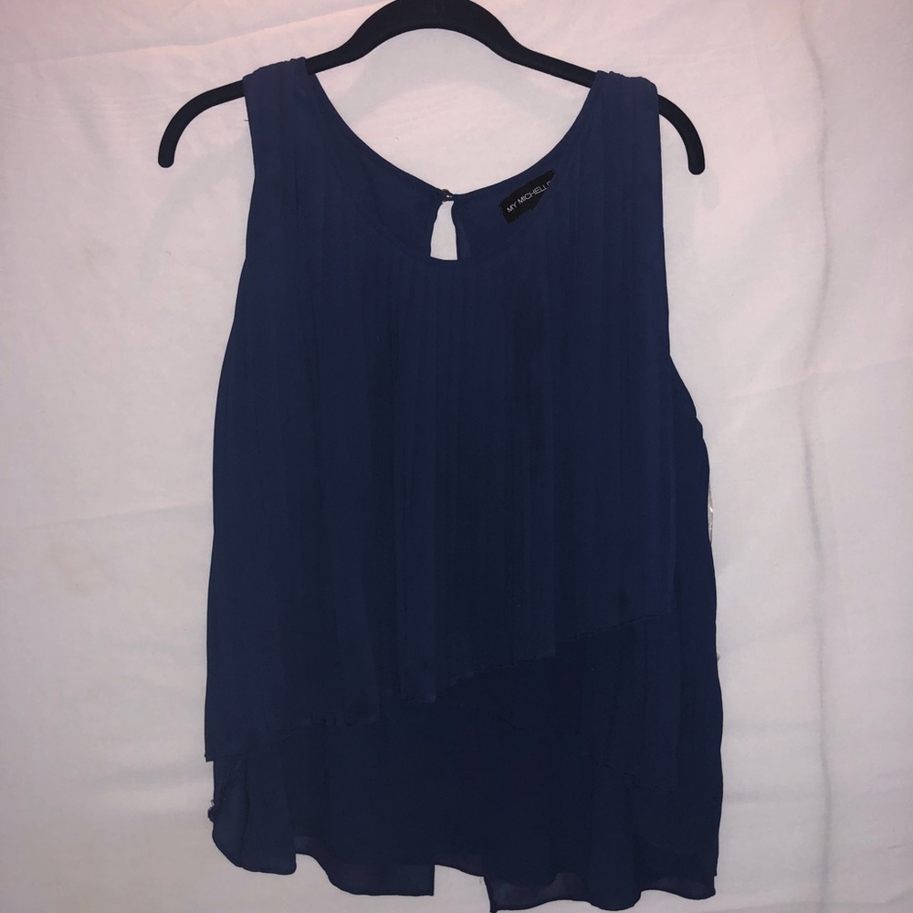 Blue chiffon tank top